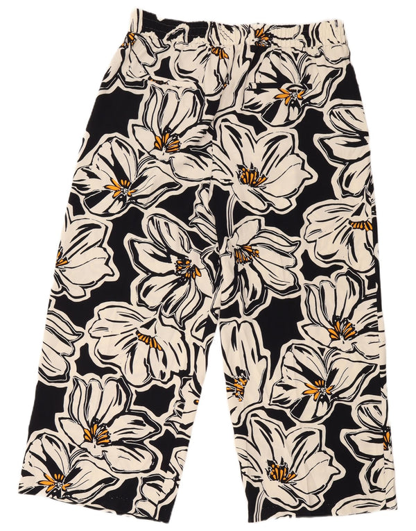 Marks & Spencer Γυναικείο Casual Παντελόνι UK 18 XL W38 L28 Μαύρο φλοράλ