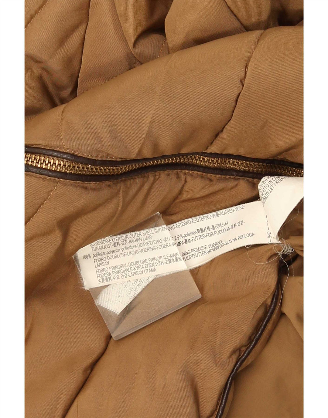 Zara Γυναικείο μπουφάν με επένδυση UK 12 μεσαίου καφέ πολυεστέρας