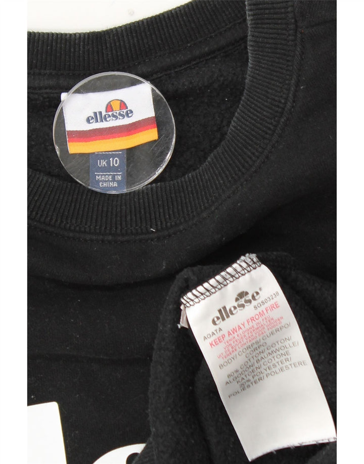 ELLESSE Γυναικείο Φούτερ με γραφικό μεγάλο μέγεθος Jumper UK 10 Small Black