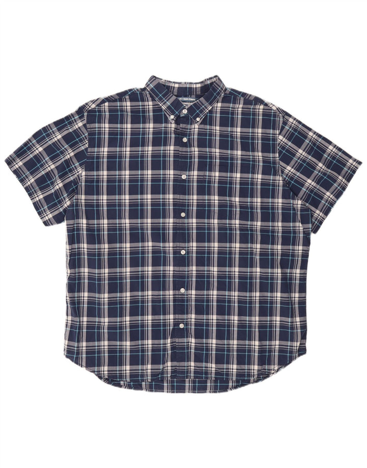 Old Navy Ανδρικό κοντομάνικο πουκάμισο Slim Fit 2XL Navy Blue Check Cotton