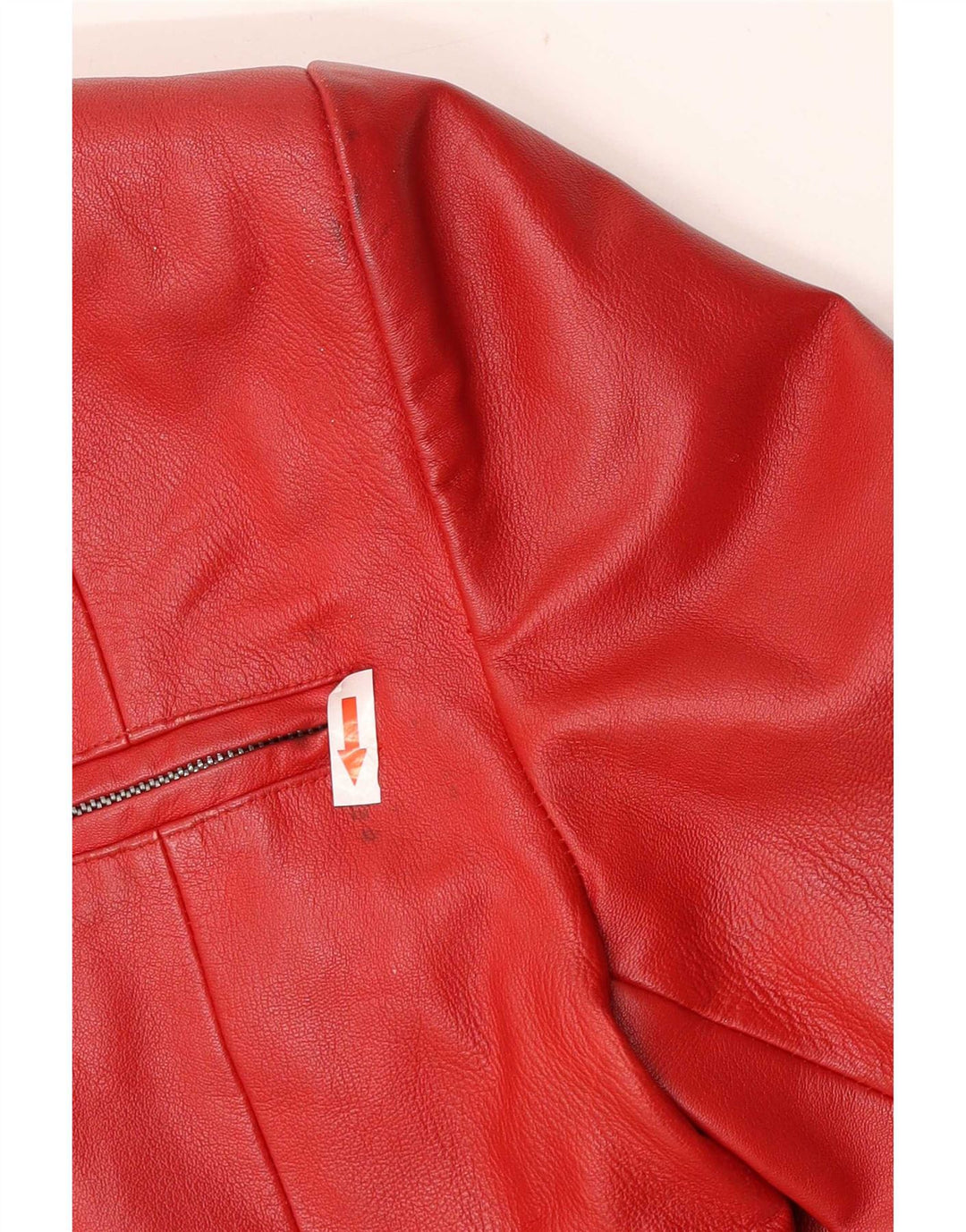 Vintage Γυναικείο Crop Δερμάτινο Μπουφάν UK 18 XL Κόκκινο