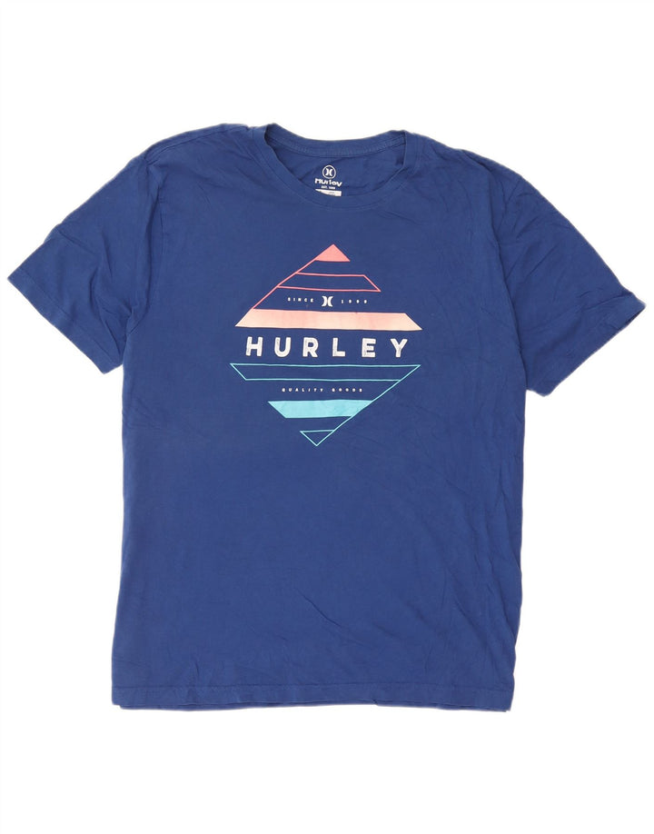 Ανδρικό γραφικό T-Shirt Hurley Top μεγάλο μπλε βαμβακερό