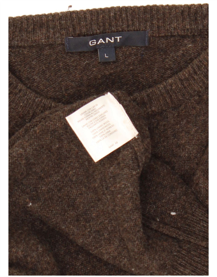 Πουλόβερ Gant Mens Crew Neck Jumper Μεγάλο Καφέ Lambswool