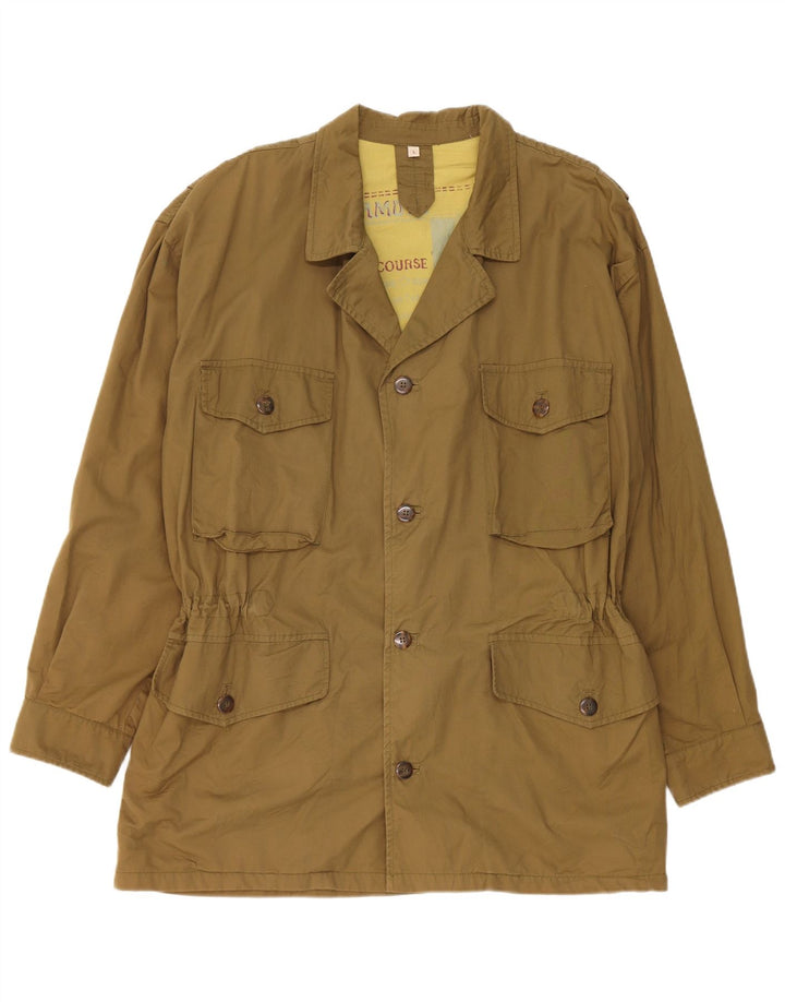 Vintage Mens Utility Jacket UK 40 Large Khaki Cotton