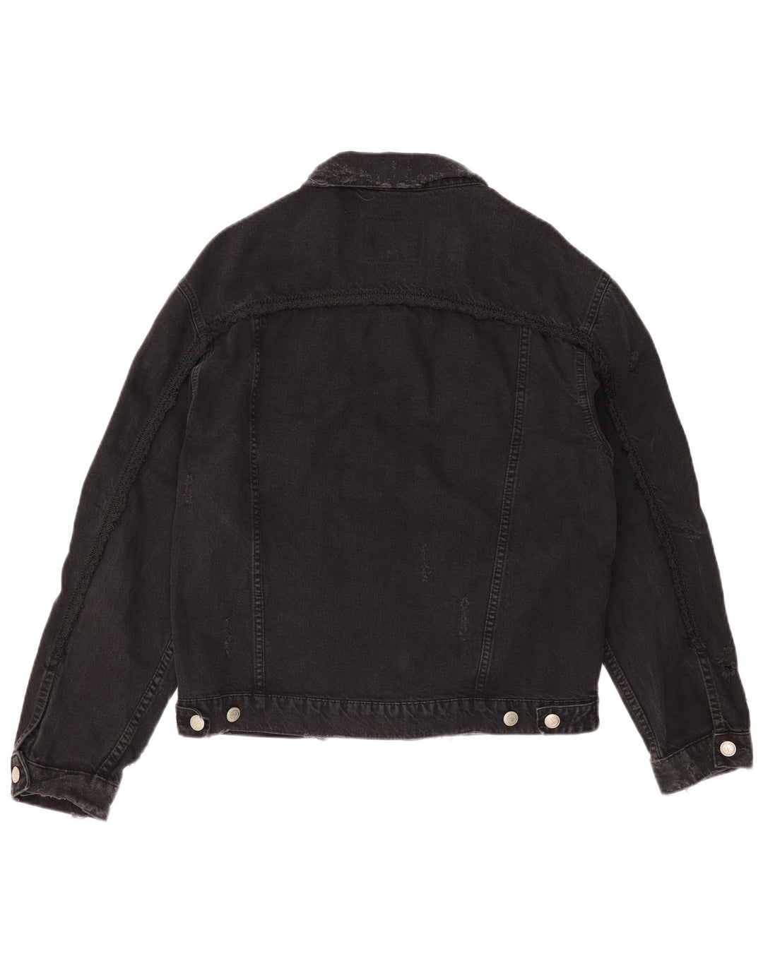 Ανδρικό τζιν μπουφάν ZARA Distressed UK 36 Small Black Cotton