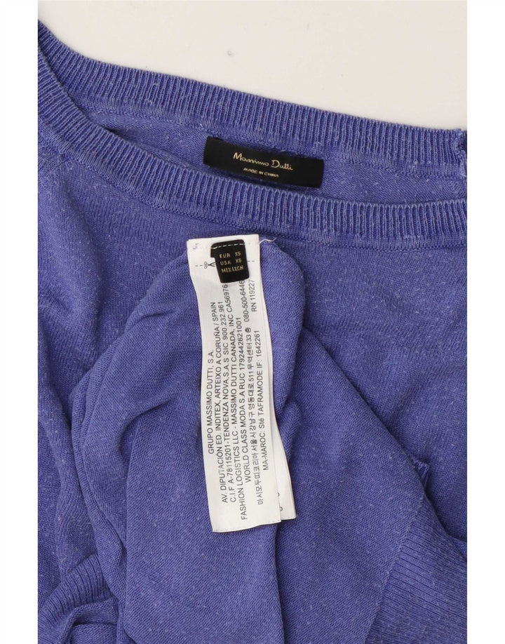 Massimo Dutti Γυναικεία Μπλούζα Oversized Top UK 6 XS Navy Blue Lyocell