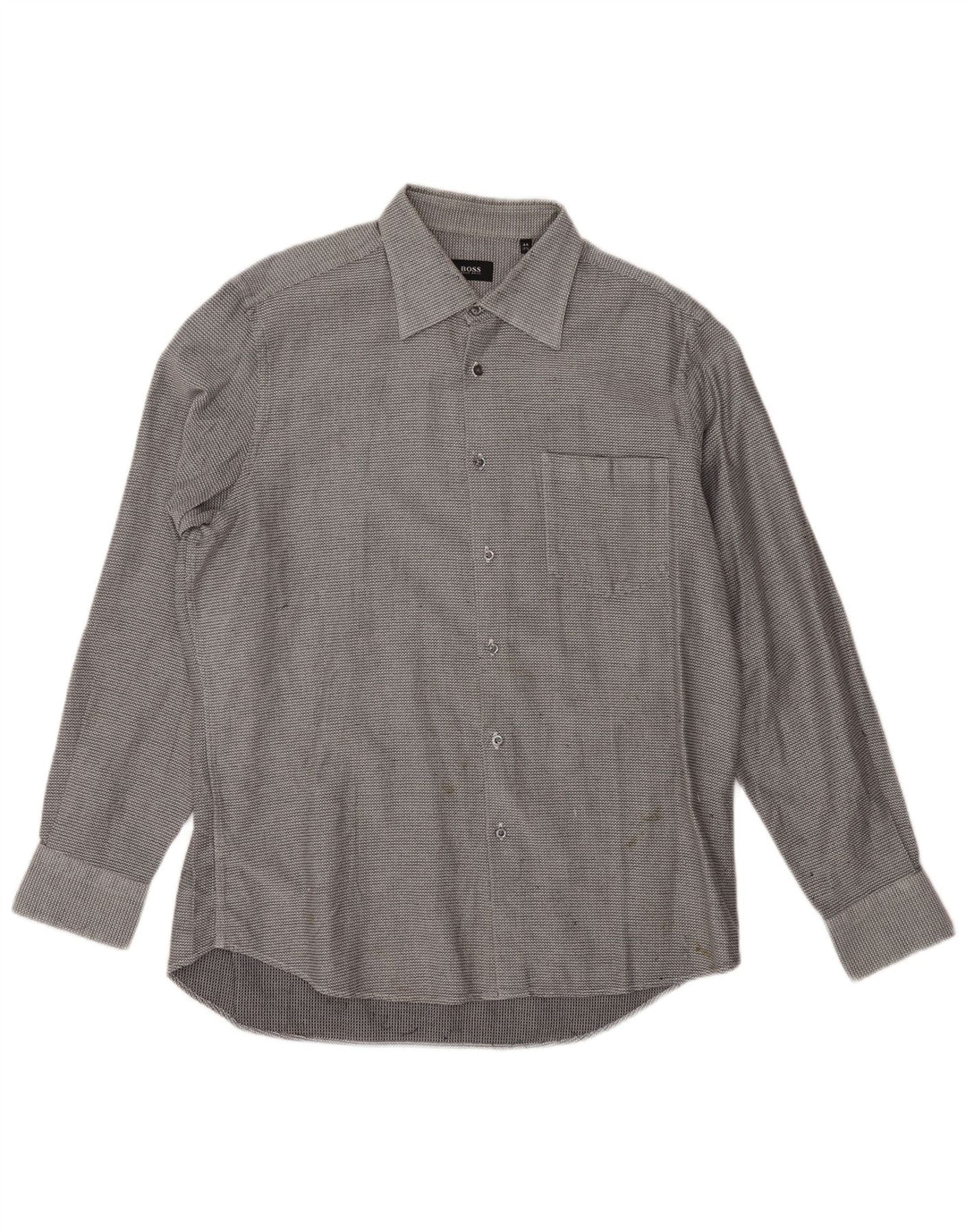 Ανδρικό πουκάμισο HUGO BOSS φανελένιο μέγεθος 17 1/2 44 XL Γκρι γεωμετρικό βαμβάκι