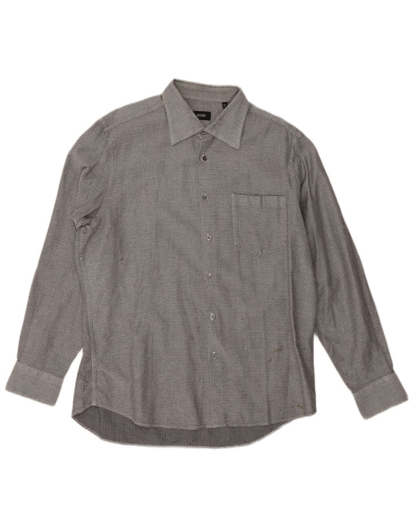 Ανδρικό πουκάμισο HUGO BOSS φανελένιο μέγεθος 17 1/2 44 XL Γκρι γεωμετρικό βαμβάκι