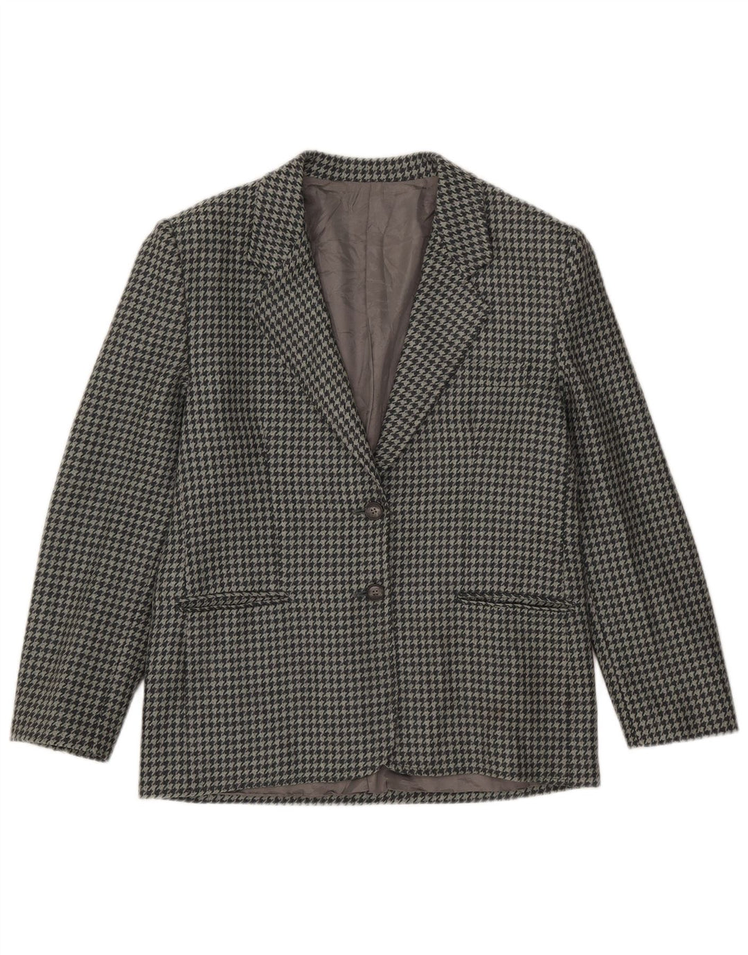 Vintage γυναικείο σακάκι με 2 κουμπιά IT 46 Large Grey Houndstooth