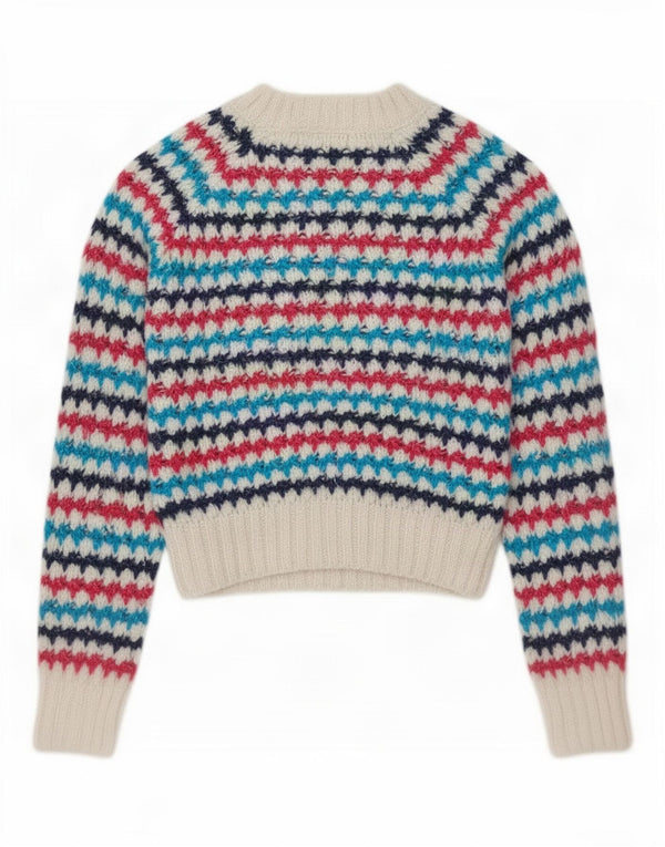 Zara Γυναικείο πουλόβερ με λαιμόκοψη UK 10 Small πολύχρωμο ριγέ