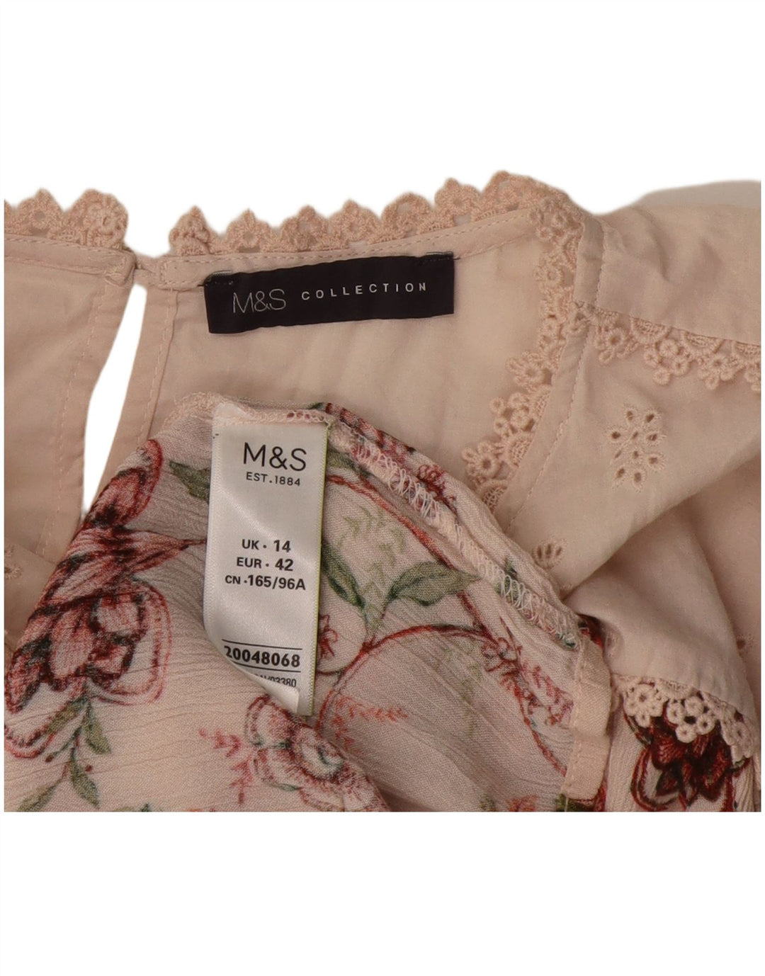 Γυναικεία μπλούζα Marks & Spencer Top UK 14 Medium Pink Floral Viscose
