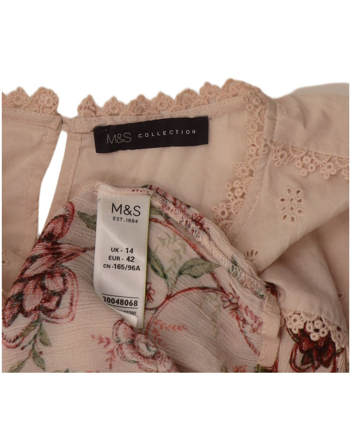 Γυναικεία μπλούζα Marks & Spencer Top UK 14 Medium Pink Floral Viscose
