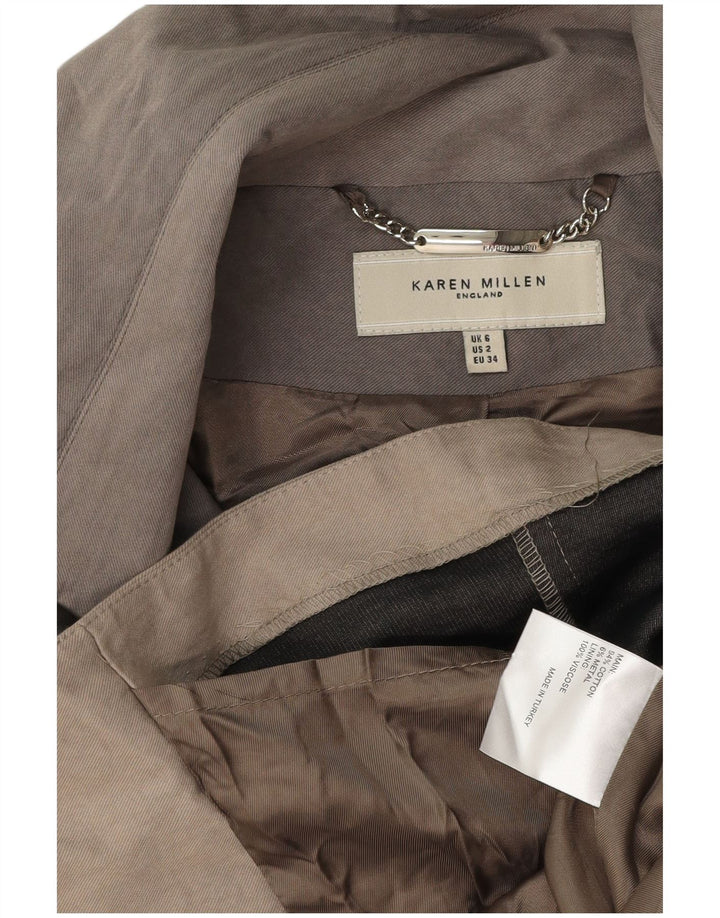 KAREN MILLEN Γυναικεία καμπαρντίνα UK 6 XS Γκρι βαμβακερό