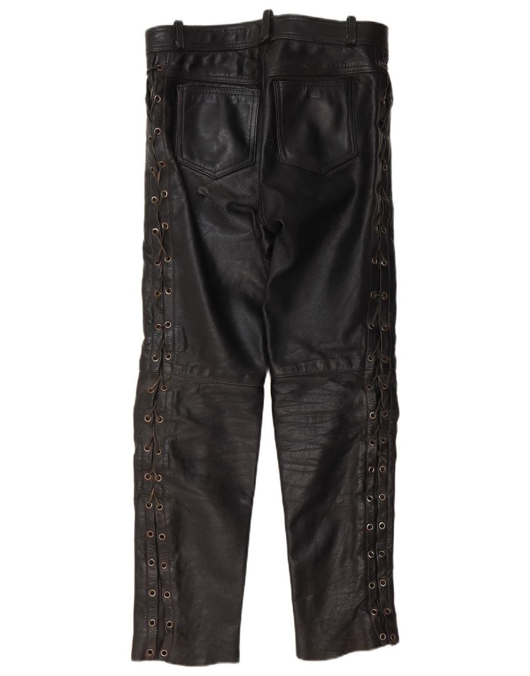 Ανδρικό ίσιο δερμάτινο παντελόνι VINTAGE W30 L30 Μαύρο