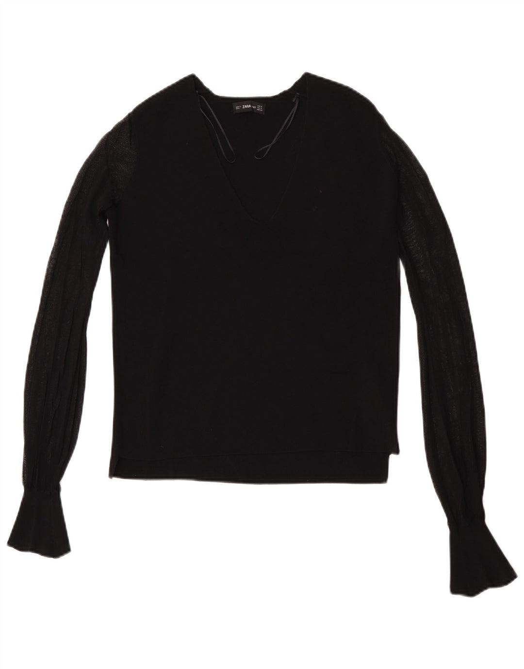 Zara Γυναικείο τοπ μακρυμάνικο UK 10 Small Black Viscose