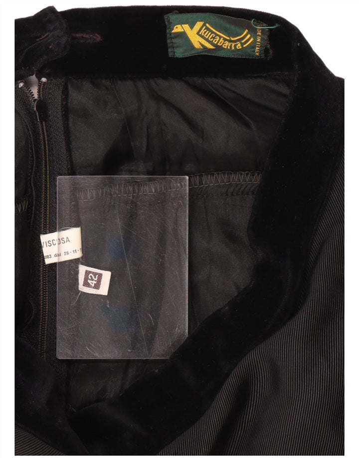 VINTAGE Γυναικεία Ψηλόμεση Φούστα IT 42 Medium W26 Μαύρη βισκόζη