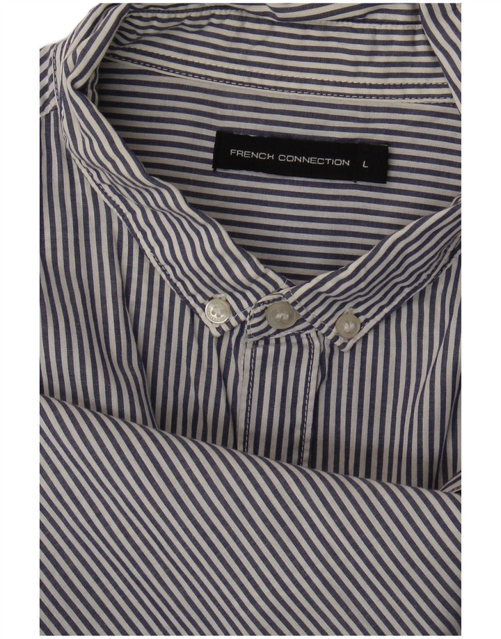 Ανδρικό πουκάμισο French Connection Μεγάλο Navy Blue Pinstripe