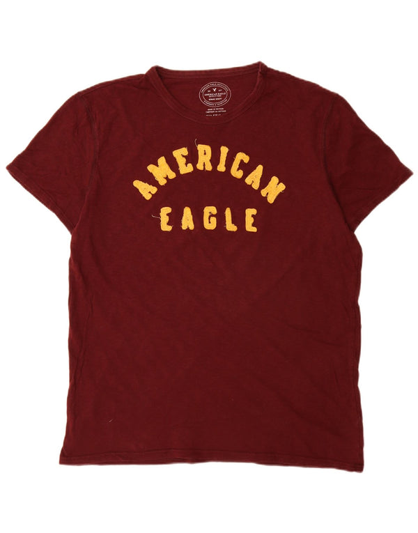 Ανδρικό γραφικό T-Shirt American Eagle Top μεγάλο μπορντό βαμβακερό
