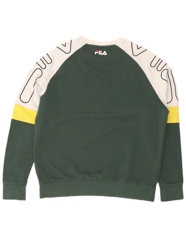 Ανδρικό γραφικό φούτερ FILA Jumper Small Green Colourblock Βαμβακερό