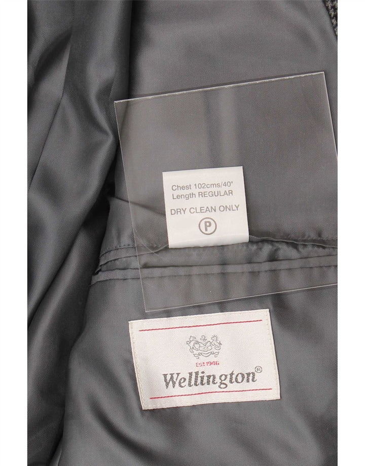 Wellington Ανδρικό σακάκι σακάκι με 2 κουμπιά UK 40 Large Grey Houndstooth
