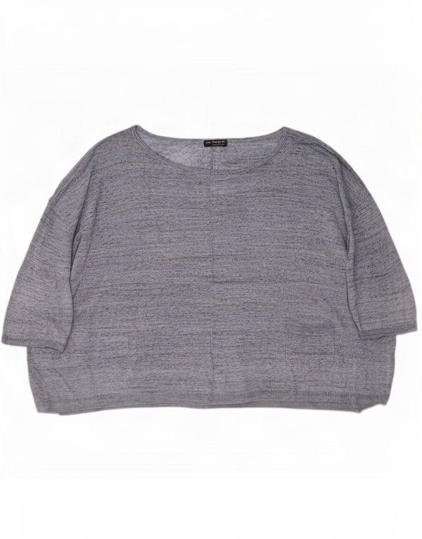 Marks & Spencer Γυναικεία μπλούζα με μανίκια 3/4 τοπ UK 20/22 2XL μπλε φλοκέτα