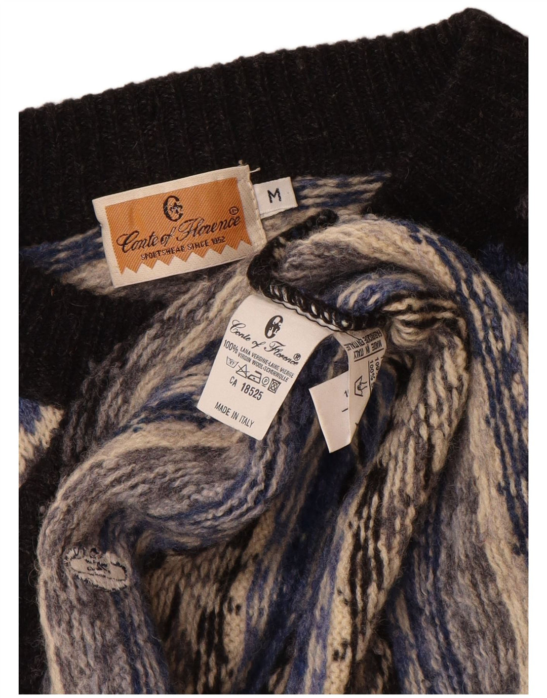 CONTE OF FLORENCE Ανδρικό πουλόβερ με λαιμόκοψη, μεσαίο μπεζ Fair Isle