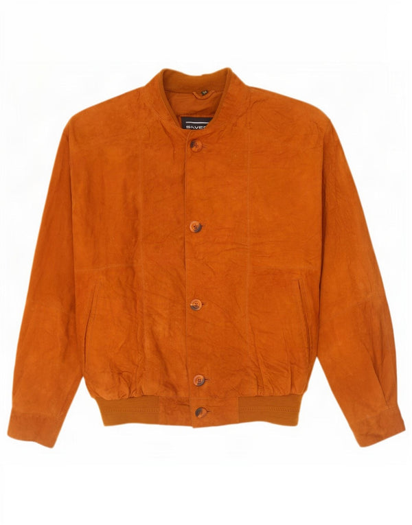 Vintage Ανδρικό Suede Bomber Jacket IT 50 Large Brown Δερμάτινο