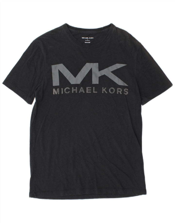 MICHAEL KORS Ανδρικό γραφικό T-Shirt Top Μικρό μαύρο βαμβακερό