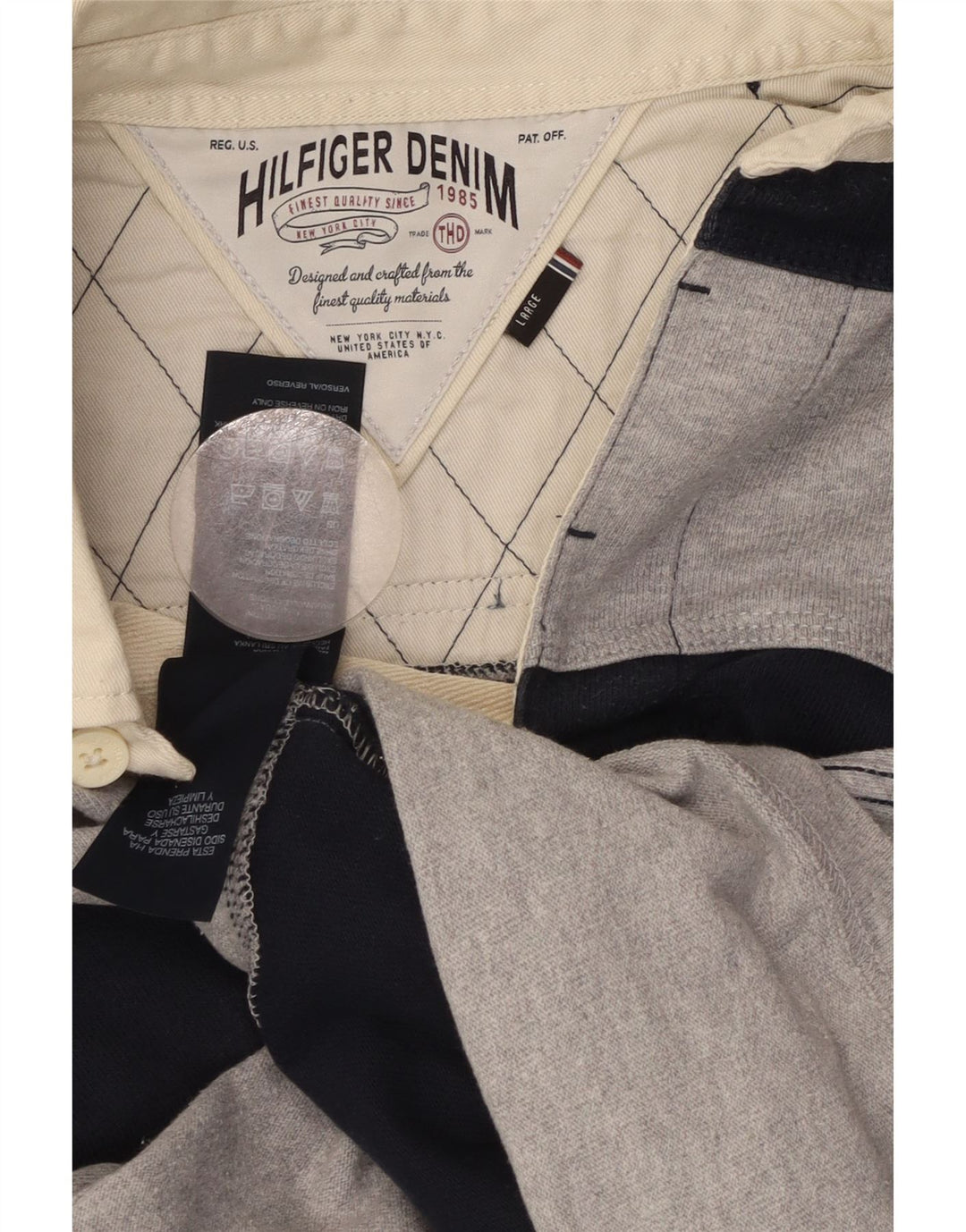 TOMMY HILFIGER Ανδρικό πουκάμισο ράγκμπι πόλο γραφικό μεγάλο μπλε ριγέ