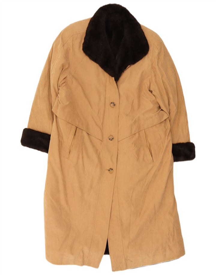 Vintage Γυναικείο Sherpa Trench Coat UK 12 Medium Beige Polyester