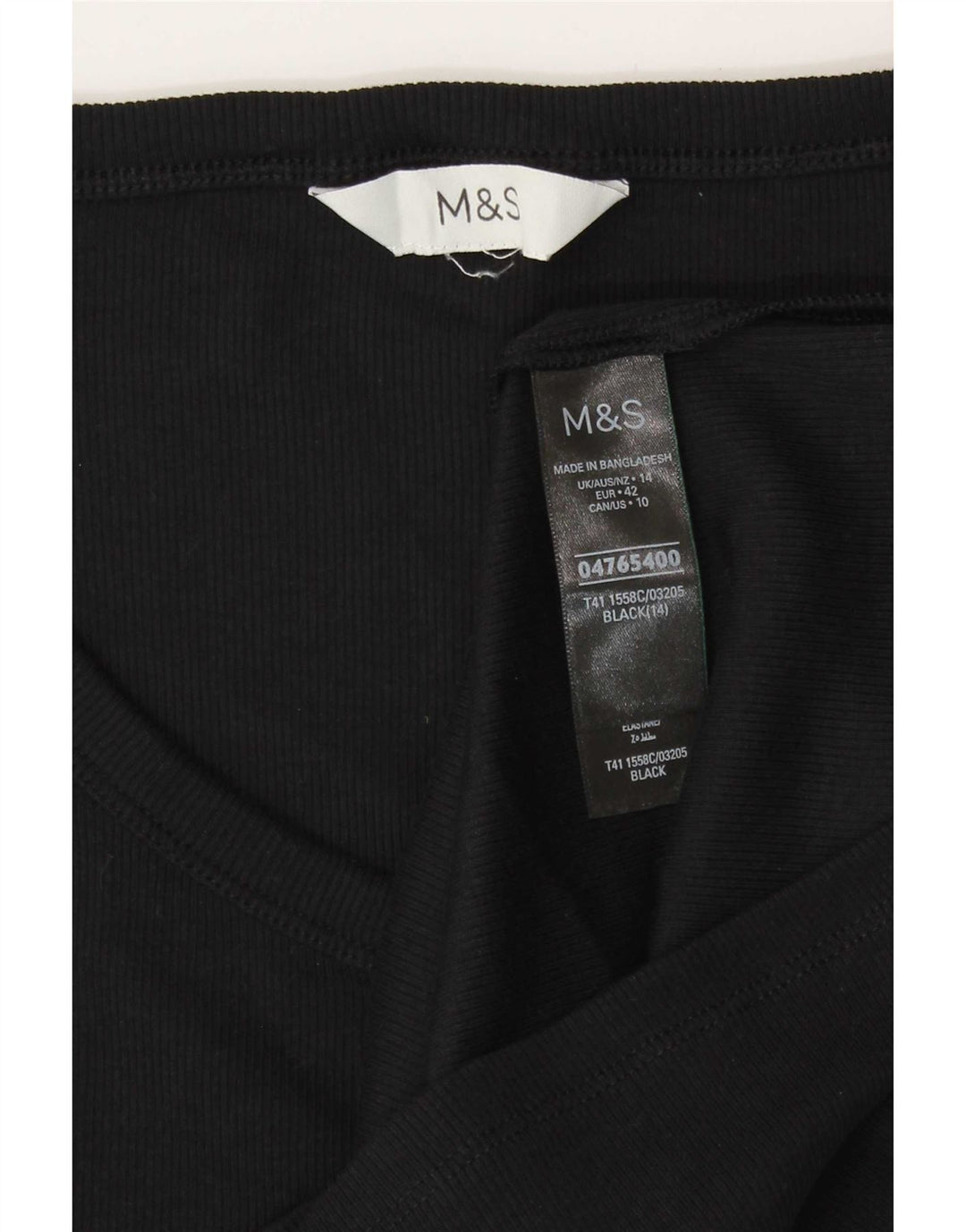 Marks & Spencer Γυναικείο T-Shirt Top UK 14 Μεσαίο μαύρο βαμβακερό