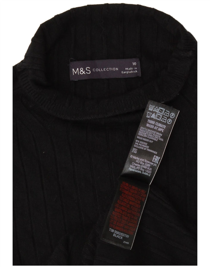Marks & Spencer Γυναικείο πουλόβερ με ρολό λαιμόκοψη UK 10 Small Black Viscose