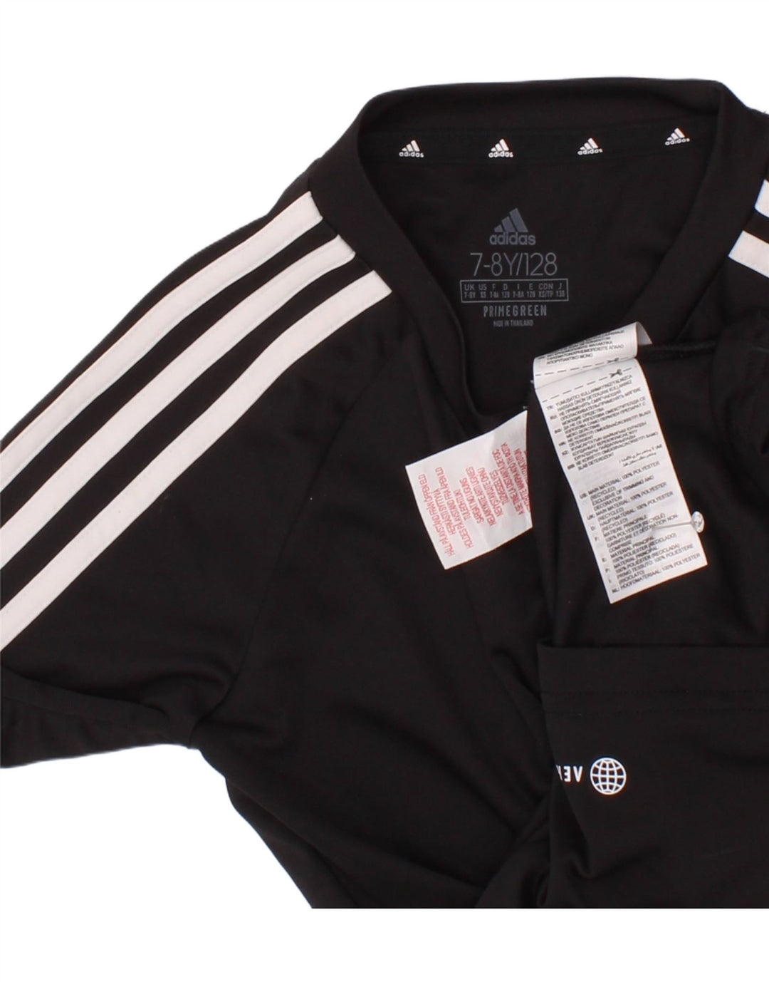 Adidas Boys Aeroready T-Shirt Top 7-8 Years Black Polyester
