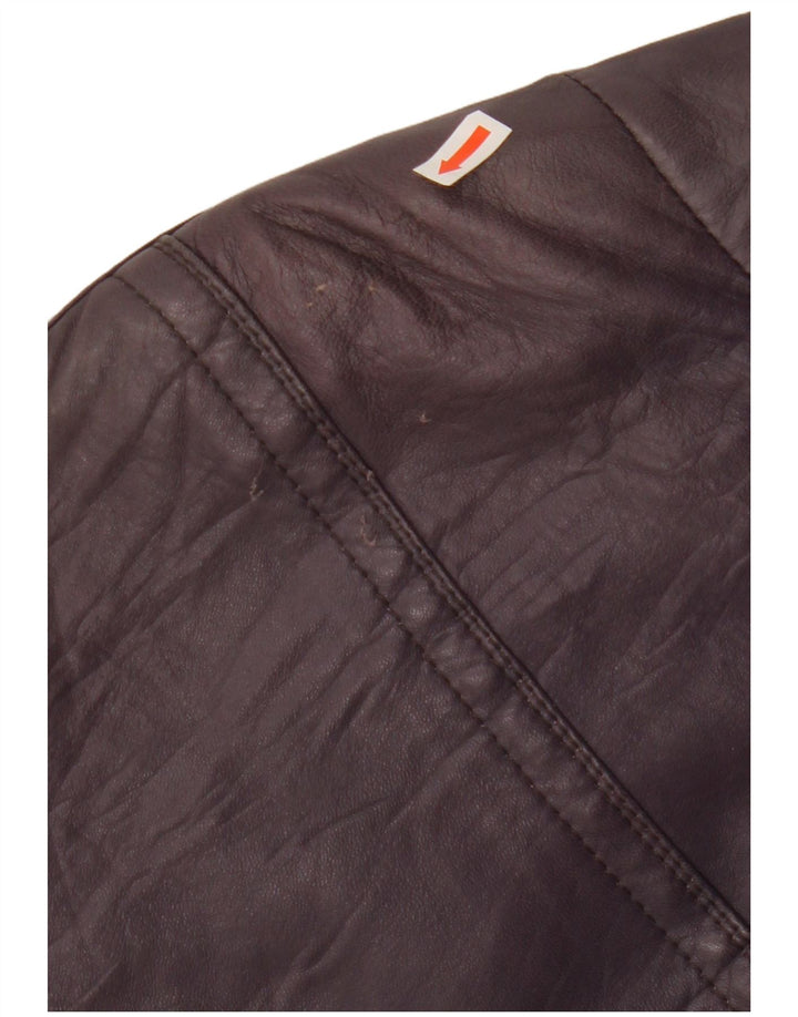 VINTAGE Γυναικείο Δερμάτινο Παλτό EU 48 2XL Μωβ Δέρμα