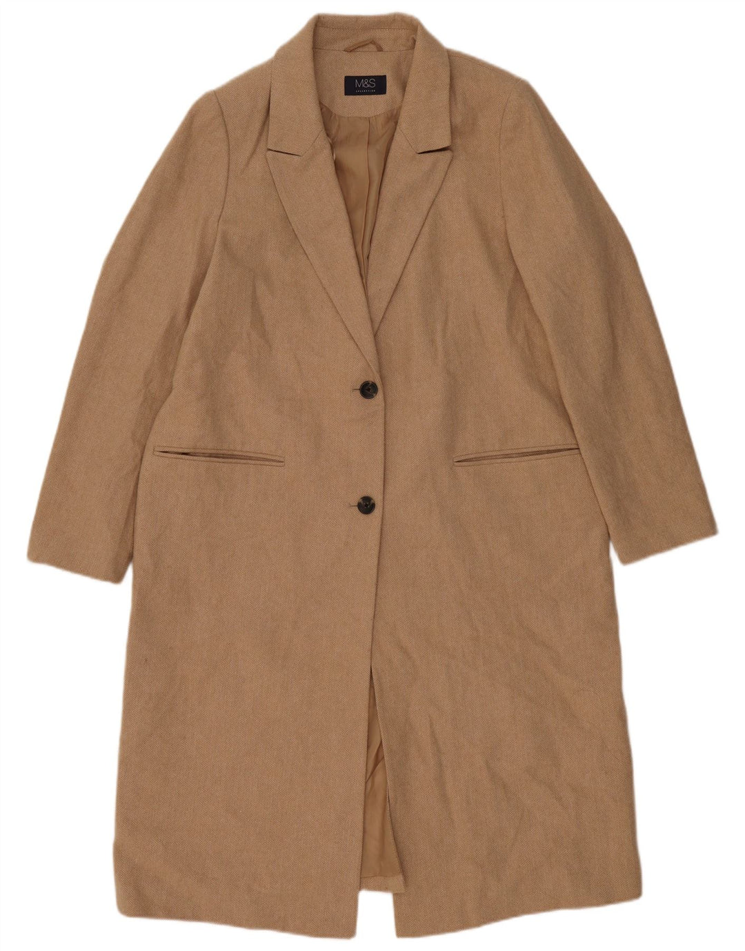 Marks & Spencer Γυναικείο Πανωφόρι UK 16 Μεγάλο Μπεζ πολυεστέρας ψαροκόκαλο