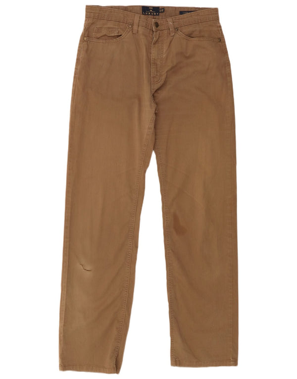 Marks & Spencer Mens Blue Harbour Straight Casual Παντελόνι W32 L33 Καφέ