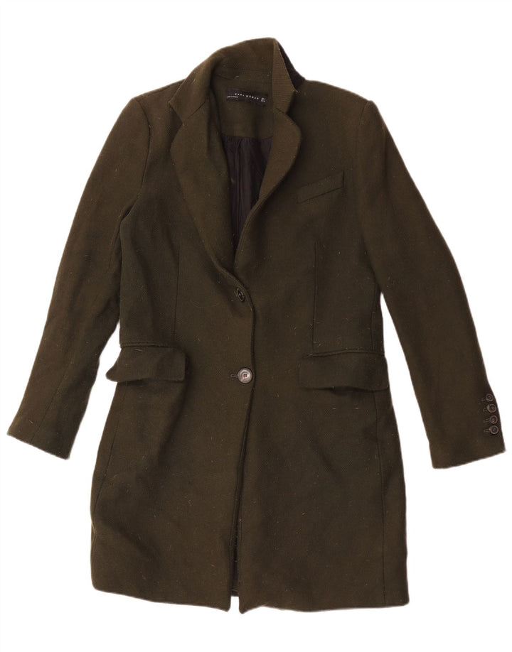 Zara Γυναικείο Παλτό UK 10 Small Khaki Wool