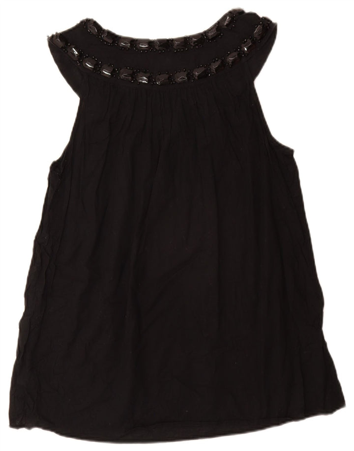 MICHAEL KORS Γυναικεία αμάνικη μπλούζα τοπ UK 12 μεσαία μαύρη βαμβακερή