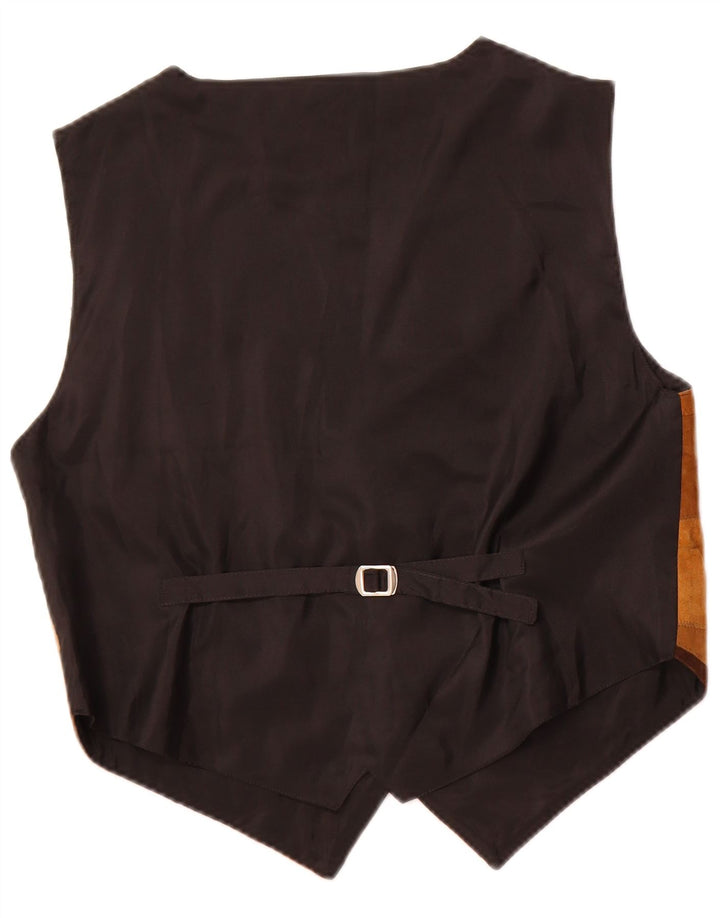 Vintage γυναικείο σουέτ γιλέκο UK 14 Μεσαίο καφέ Δερμάτινο συνονθύλευμα