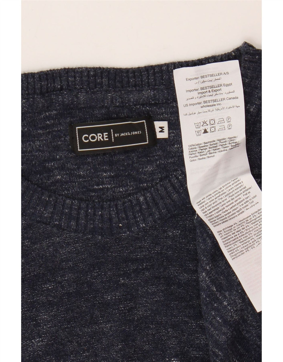 Jack & Jones Ανδρικό πουλόβερ με λαιμόκοψη, μεσαίο μπλε ναυτικό βαμβακερό