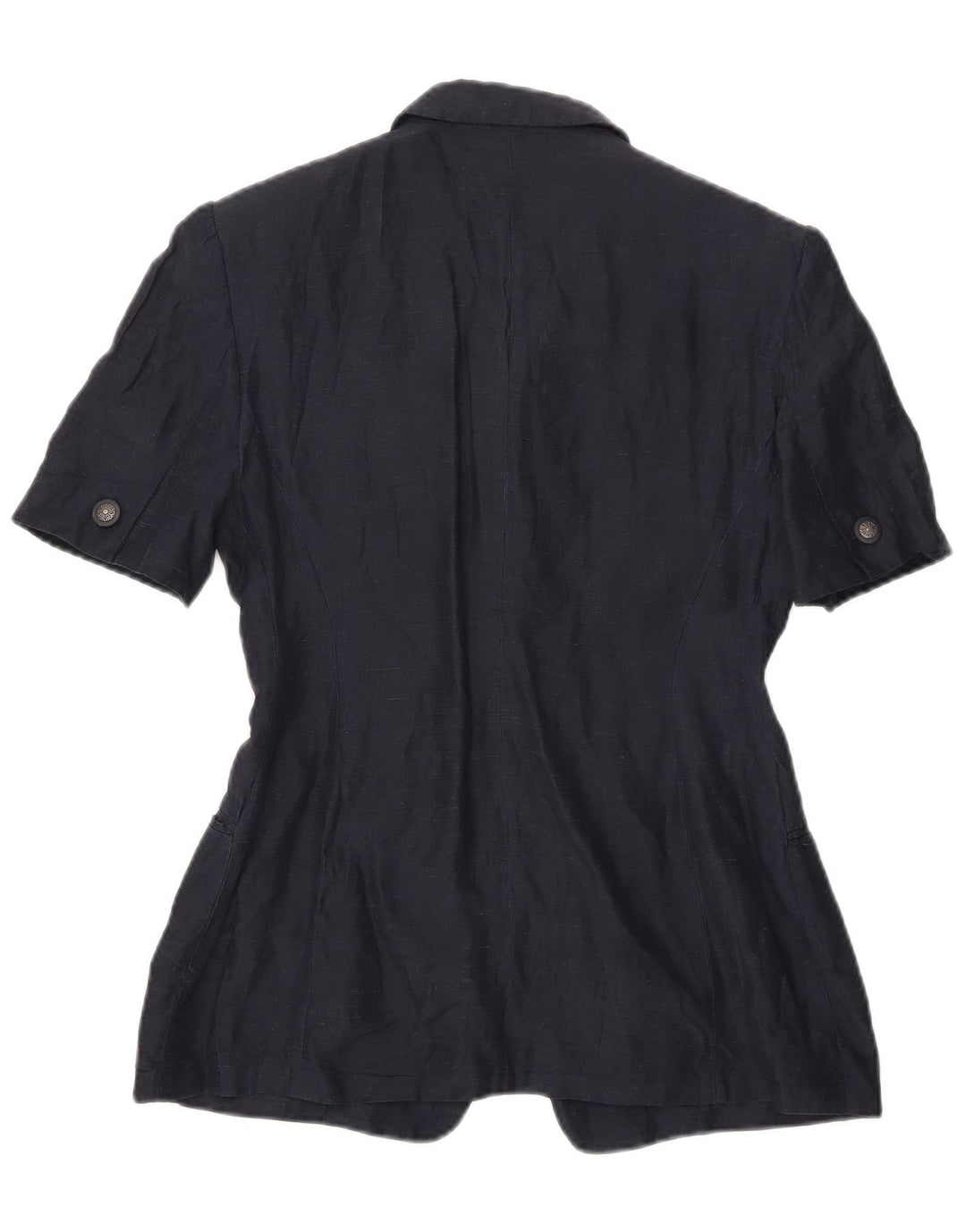 Vintage γυναικείο κοντομάνικο μπουφάν με 4 κουμπιά μπλέιζερ UK 16 μεγάλο navy blue