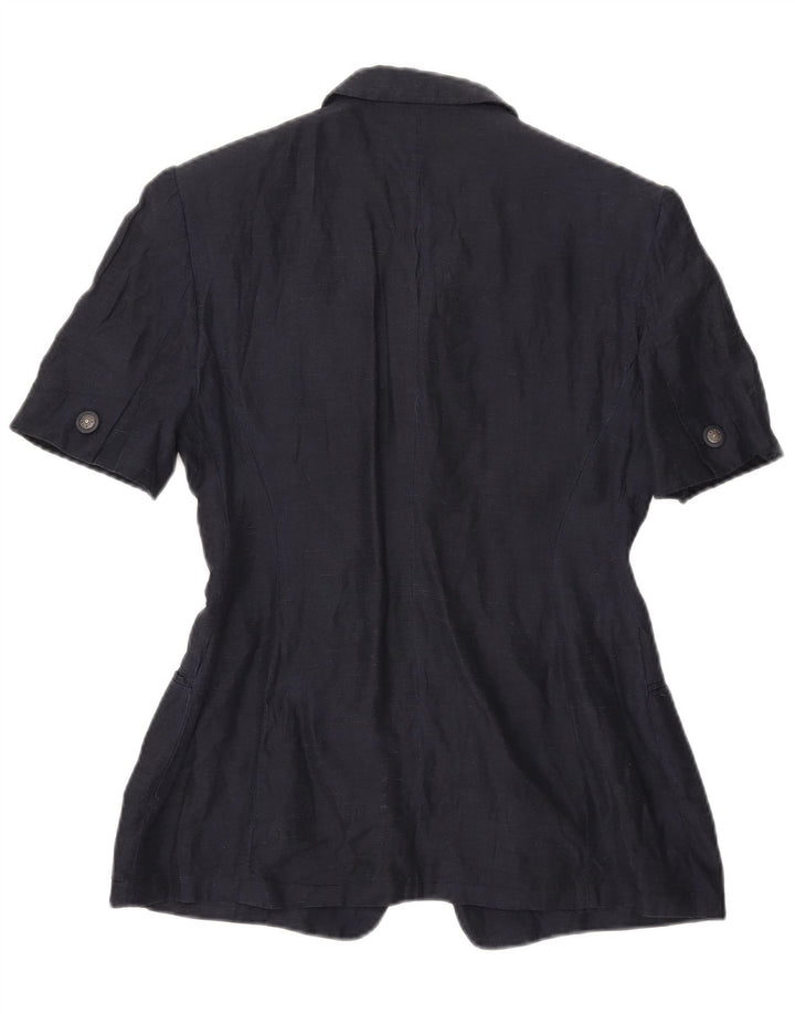 Vintage γυναικείο κοντομάνικο μπουφάν με 4 κουμπιά μπλέιζερ UK 16 μεγάλο navy blue