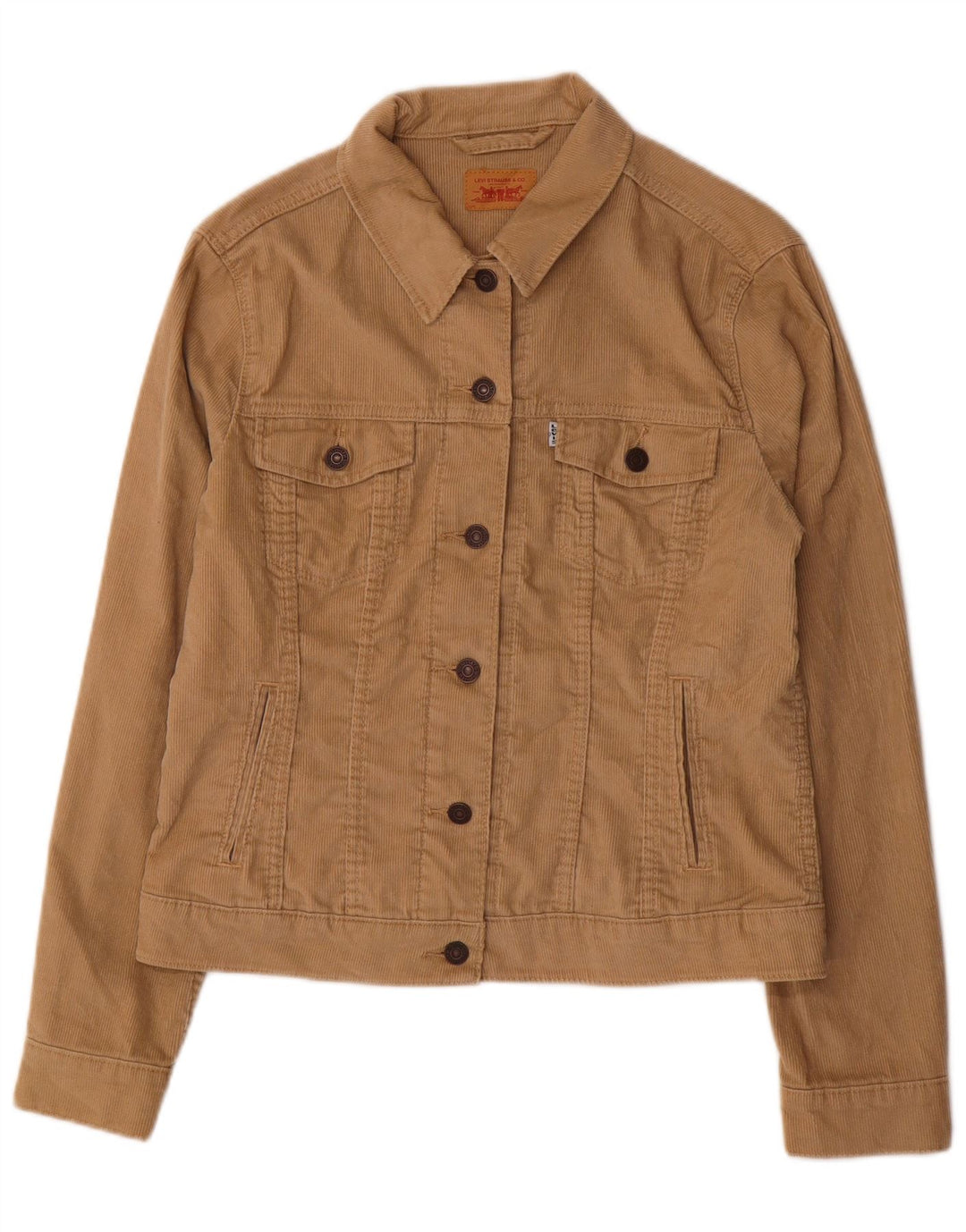 LEVI'S Γυναικείο Κοτλέ Μπουφάν UK 16 Μεγάλο Μπεζ Βαμβακερό