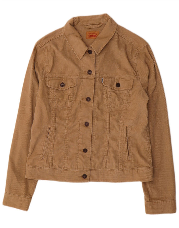 LEVI'S Γυναικείο Κοτλέ Μπουφάν UK 16 Μεγάλο Μπεζ Βαμβακερό