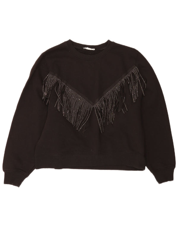 Γυναικεία φούτερ Zara Crop Oversized Jumper UK 14 Medium Black Cotton