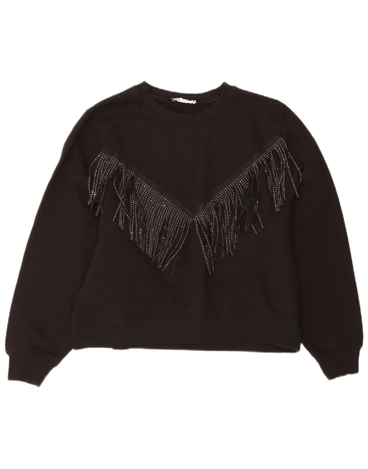 Γυναικεία φούτερ Zara Crop Oversized Jumper UK 14 Medium Black Cotton
