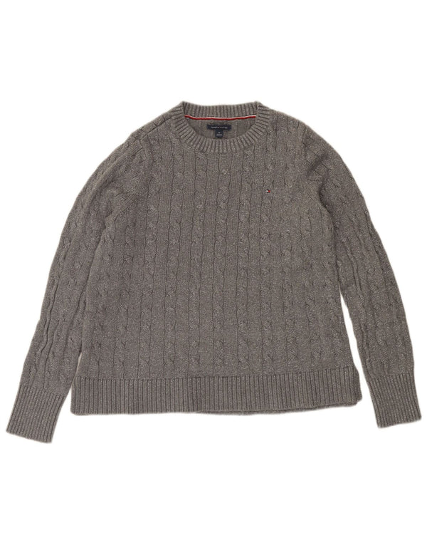 Tommy Hilfiger Γυναικείο πουλόβερ με λαιμόκοψη UK 14 Medium Grey Flecked