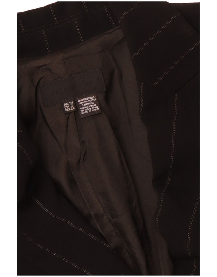 ZARA Γυναικείο μπουφάν σακάκι με 1 κουμπί EU 34 2XS Μαύρο ριγέ πολυεστέρα