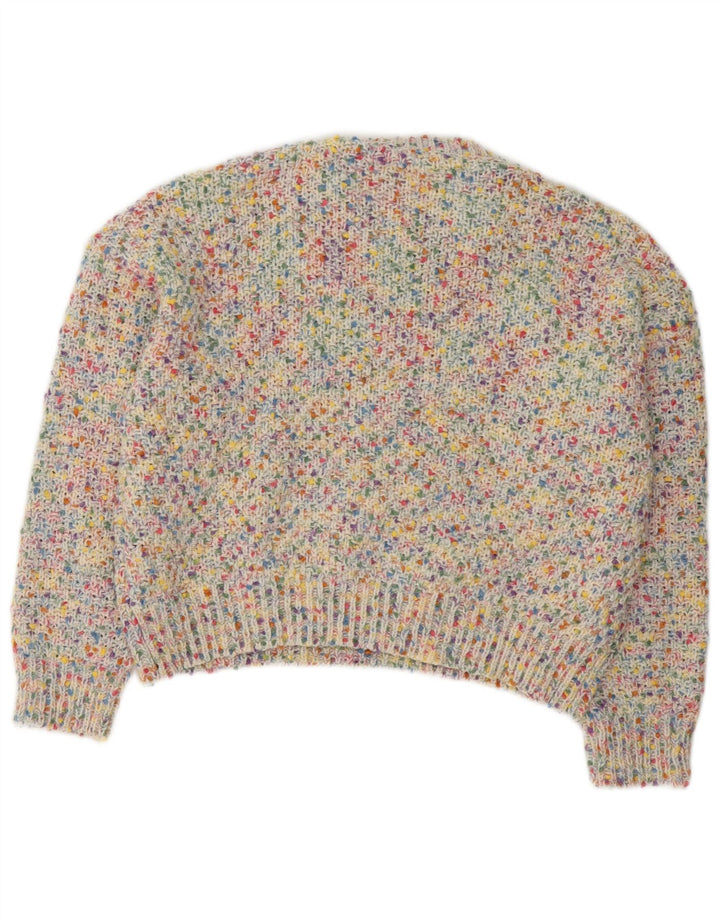 Dazy Womens Crop Crop Neck Jumper πουλόβερ UK 14 Medium Πολύχρωμο