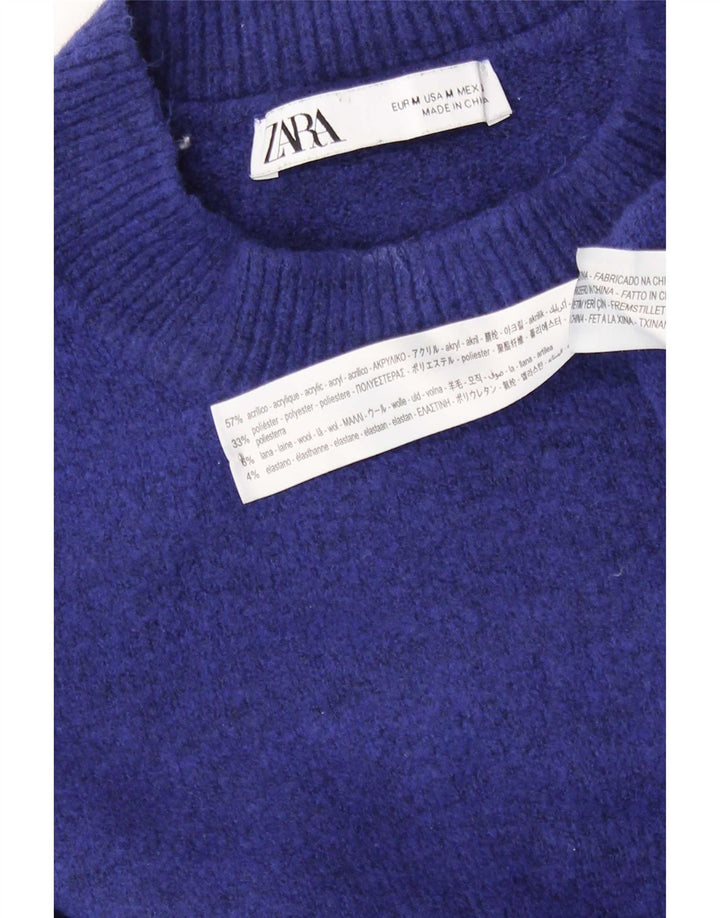 Zara γυναικείο πουλόβερ με λαιμόκοψη μεγάλου μεγέθους UK 14 μεσαίου μπλε ακρυλικό